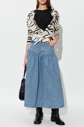 Ganni Top With A Patch, Womens, Black