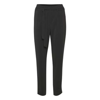 Saint Tropez Zwarte broek met ontspannen pasvorm en strikceintuur - Dames - Broeken - Veelkleurig - Maat: XS Poliester
