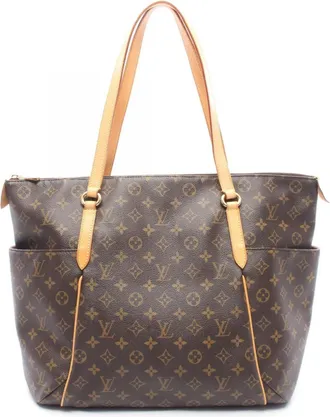 Louis Vuitton Brown Coated Canvas Leather Handbag Tote Bag (Pre-Owned)