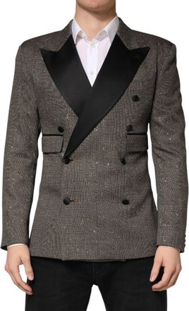 Dolce & Gabbana Gray Double Breasted 2 Button Jacket Mens Blazer