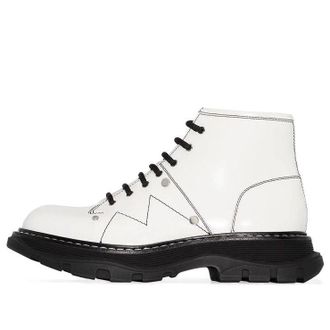 Alexander McQueen (WMNS) Alexander McQueen Tread Lace Up Leather Boots White 595469WHZ819089