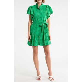 Ciebon Zenaida Eyelet Tie Waist Dress in Green at Nordstrom Rack, Size X-Small