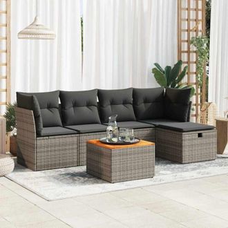 vidaXL Vidaxl - Set De Muebles De Jard&iacute;n 6 Pzas Y Cojines Rat&aacute;n Sint&eacute;tico Gris