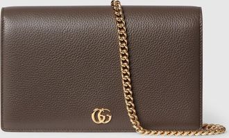 Gucci Bi-color GG Marmont Wallet On Chain, Brown, Leather
