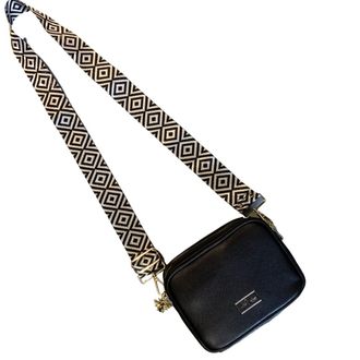 Alice Wheeler Camera Crossbody Soho Bag Double Zipped with 2 straps and bee attachment (Black)