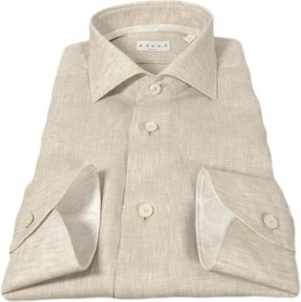 Xacus Shirts - Heren - Casual Overhemden - Beige - L - Katoen - Overhemden