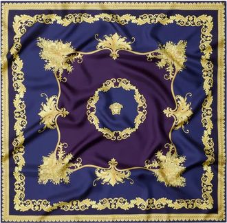 Versace Foulard 90x 90 - Dames - Zijden sjaals - Blauw - ONE Size - Accessoires