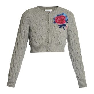 Erdem Cardigans, female, Gray, M, Crew Neck Cardigan