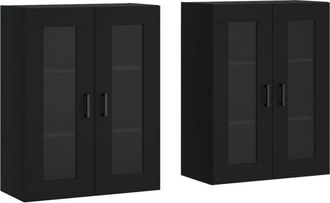 vidaXL Vidaxl - Armarios de pared 2 uds madera de ingeniería negro