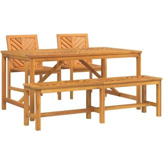 vidaXL Vidaxl - Conjunto De Comedor De Jard&iacute;n 4 Pcs Marr&oacute;n 150 X 90 X 74 Cm