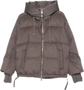 Duno Gewatteerde Hoodie met Rits - Dames - Winterjassen - Bruin - XS - Jassen