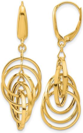 Diamond2Deal 14K Yellow Gold Round Circles Drop Dangle Earrings