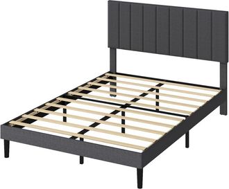 Levede Levede King Bed Frame Linen Fabric Upholstered Soft Foam Headboard Wooden Slat