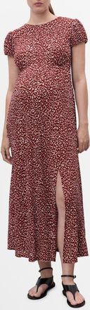 Mango Floral Print Maternity Dress in Burgundy at Nordstrom, Size 4