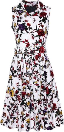 Samantha Sung Claire floral-print dress - women - Cotton/Spandex/Elastane - M - White