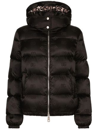 Dolce & Gabbana DNA monogram-jacquard puffer jacket - Black