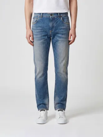Dolce & Gabbana Jeans slim fit in denim di cotone con placca logo