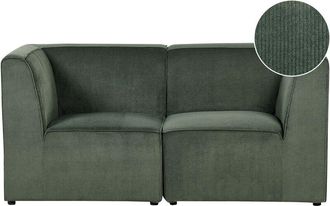 Beliani Modular Sofa 2 Seater LEMVIG Corduroy Dark Green