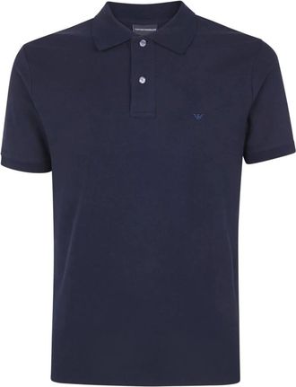 Emporio Armani Polo shirt van katoenpiqu&eacute; - Heren - Tops - Blauw - Maat: 2XL Katoen