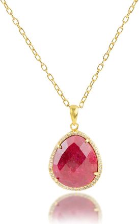 MAX + STONE 18k Gold Over Sterling Silver 7 Ct. 10x10mm Pear Cut Gemstone Necklace