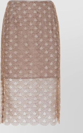 Rotate sheer overlay skirt embellished design scalloped hem