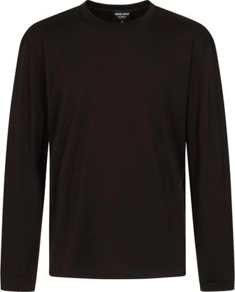 Giorgio Armani Pure Cashmere Interlock Jumper - Heren - Longsleeves - Bruin - 2XL - Kasjmier - Tops