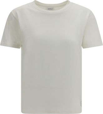 Saint Laurent Womens T-Shirt Monochromatic Logo Natural Cotton T-Shirts & Jerseys