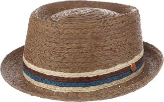 Mayser Gareth Pork Pie Straw Hat Men - Made in The EU Porkpie Summer Spring-Summer - XL (60-61 cm) Brown