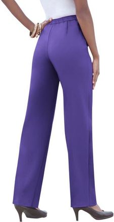 Roaman's Plus Size Classic Bend Over Structured Straight Leg Pull On Pant in Grape at Nordstrom, Size 34