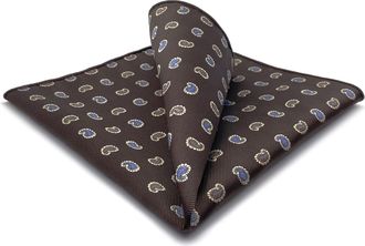 Shlax & Wing Pocket Square for Men Suits Brown Paisley Blue Yellow Elegant Handkerchiefs
