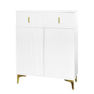 STILVORA Aparador Con 2 Puertas Y 2 Cajones, Estantes Ajustables, Sistema Push-to-open, Estilo Elegante, En Tablero De Part&iacute;culas, Blanco, 83&times;35&times;101 Cm