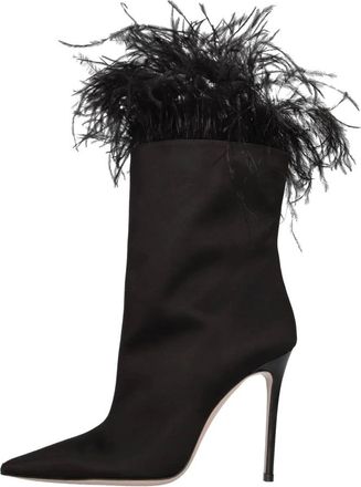 Gedebe Korlan Satin Enkellaarsjes - Dames - Laarzen met Hak - Zwart - 37 EU - Leer - Schoenen
