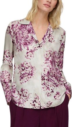 Lafayette 148 New York Scottie Notch Collar Silk Blouse