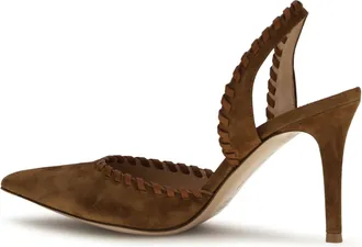 Gianvito Rossi Womens Suede Pumps Luggage-Sedona Calf Leather Sandal Luggage/sedona