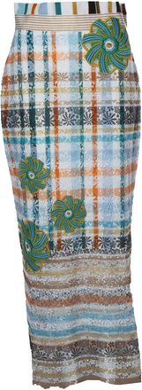 Silvia Tcherassi Shadia check lace midi skirt