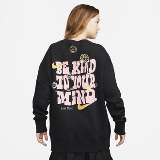 Nike Womens Nike Sportswear Phoenix Fleece Oversized Sweatshirt in Black | FJ1814-010