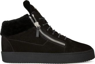 Giuseppe Zanotti Sneakers, male, Black, 9 UK, Black Shearling Panel Mid-Top Trainers