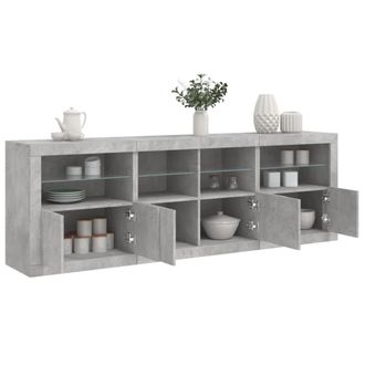 Berkfield Home Sideboard with LED Lights Concrete Grey 202x37x67 cm | Size: 202 x 37 x 67 cm