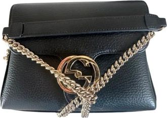 Gucci Black Leather Interlocking Crossbody Bag Size M
