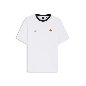 BOSS Stretch-cotton T-shirt with country flag and logo