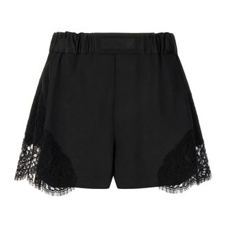 Versace Short Shorts, female, Black, S, Lace-Trim Satin Shorts