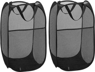 OEM Cestas De Ropa, Cesta De Ropa Plegable, Paquete De 2, Lavadero, Cesta De Ropa, Uso Dom&eacute;stico, Habitaci&oacute;n Infantil, Negro 36 X 36 X 58 Cm