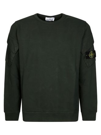 Stone Island Crew Neck Sweatshirt With Sleeve Patch