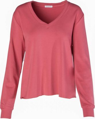 Anonym Apparel Womens Sofia Fleece V-Neck Sweatshirt In Framboise