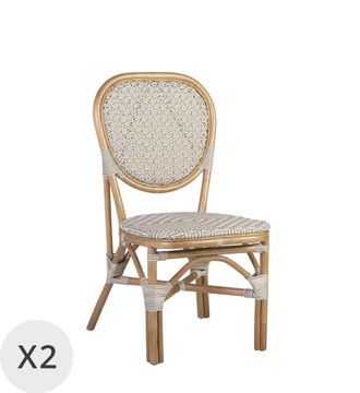 Moycor Set de 2 sillas de rat&aacute;n blanco