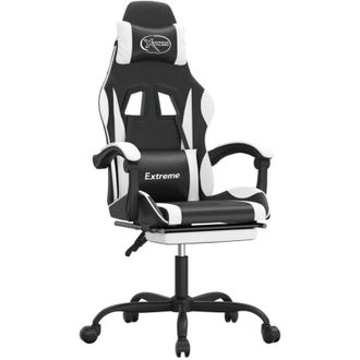 vidaXL Silla Gaming Con Reposapi&eacute;s Cuero Sint&eacute;tico Negro Blanco Vidaxl