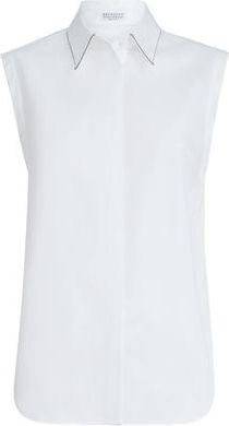 Brunello Cucinelli Stretch poplin shirt in White at Nordstrom, Size Xx-Large Eu