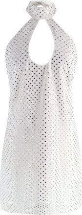 Amen White Rhinestone-Embellished Mini Dress Size XS