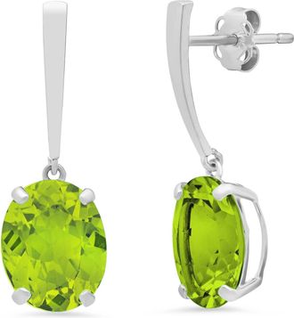 MAX + STONE 14k Yellow or White Gold 10x8mm Oval Cut Gemstone Drop Dangle Earrings