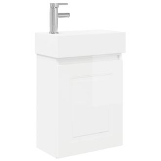 vidaXL M&oacute;dulo De Ba&ntilde;o Con Grifer&iacute;a Blanco Brillante Vidaxl